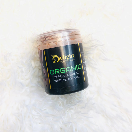 MazzyCosmetics-spa Organic Soap in a jar, labeled Black Natural Whitening Soap for skin care